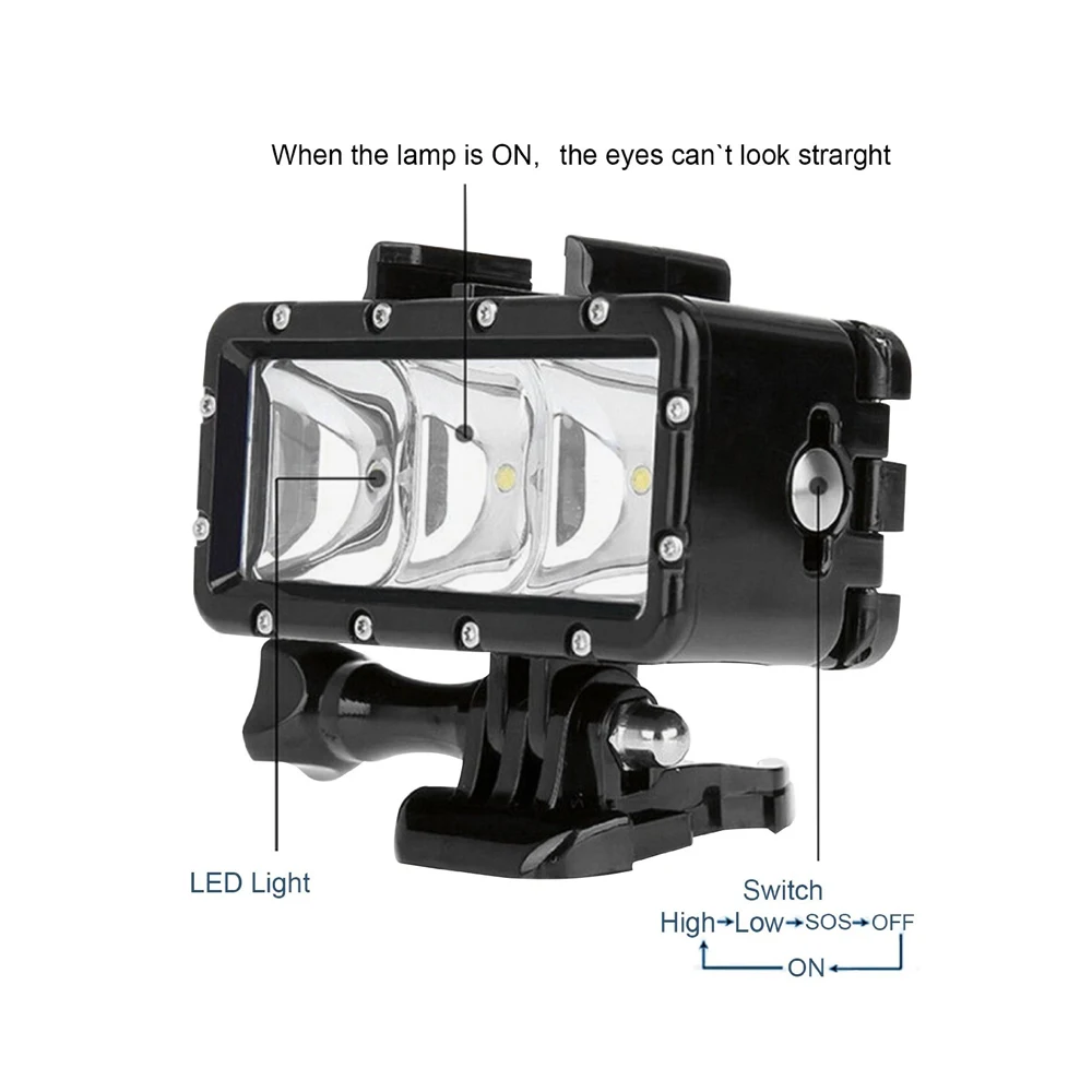 Для GoPro Hero 7 6 5 для Xiaomi Yi eken H9 аксессуар 30 м подводный светодиодный видео Дайвинг светильник ing заполняющая лампа 300LM
