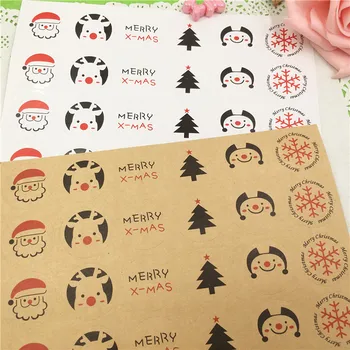 

100Pcs/Lot Diameter 3cm Multi Styles Round Christmas Snowflake Clown Smiley Elk Avatar Tree Pattern Stickers Packing Labels