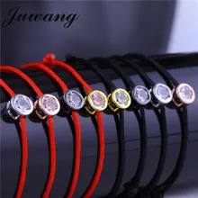 JUWANG Lucky Red Rope Bracelets & Bangles for Women Girl Round Cubic Zircon Charm Wedding Jewelry Friendship Gift Wholesale