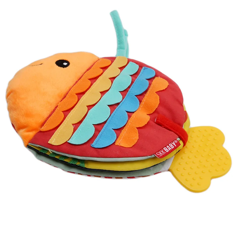 

Fish Soft Cloth Fun Book Baby Toys Intelligence Development BB Sounds Learn Picture Cognize Newbron Quiet Book Rattle Mobile Toy