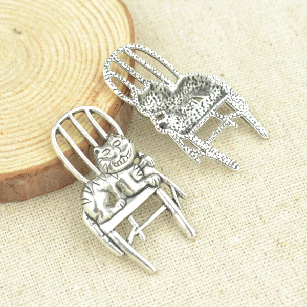 8 pcs 41*22 mm Antique Tibetan Silver Charms Bracelet Necklace Pendant New Fashion Alloy charm Chair with cat 2326