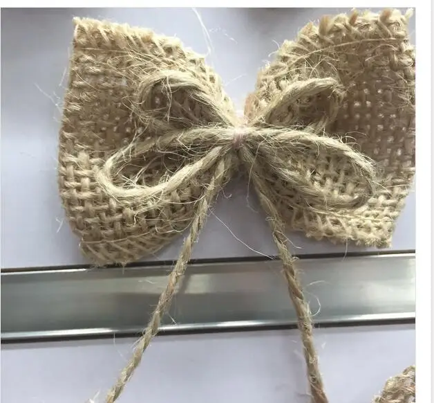 

10pcs/lot Natural Jute Burlap Hessian Flower bow Handmade rustic wedding decor DIY craft supplies vintage wedding decoration