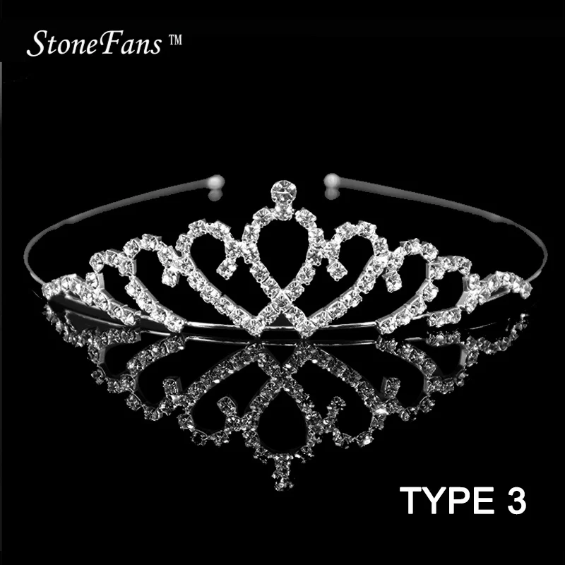 StoneFans Свадебная Принцесса Свадебные короны и диадемы индийская королева девушка Кристалл Свадебные короны ювелирные изделия для волос шпильки для волос женщин - Окраска металла: TYPE 3