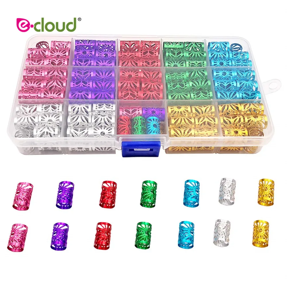 

170 Pieces Dreadlocks Beads Multicolor Aluminum Dread Locks Metal Cuffs Hair Decoration Braiding Hair Jewelry