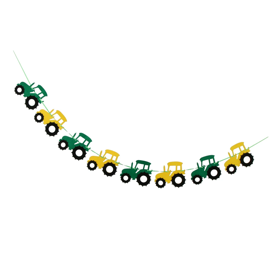 Cool Tractor Car Felt Bunting Banner Home Party Cake Dessert Table Wall Door Mantel Fireplace Hanging Sign 3.28yd