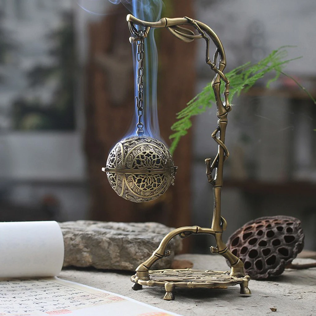 Alloy Dragon Bamboo Backflow Incense Burner Holder Chinese,Improve Home Fragrance - Bronze