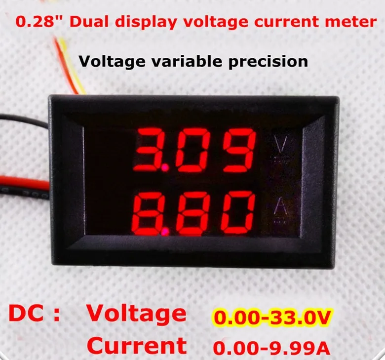 RD DC 0,00-33,0 В/10 А 0,28 Цифровой амперметр вольтметр напряжение измеритель тока светодиодный дисплей красный+ красный/синий/зеленый/желтый [4 шт./лот]