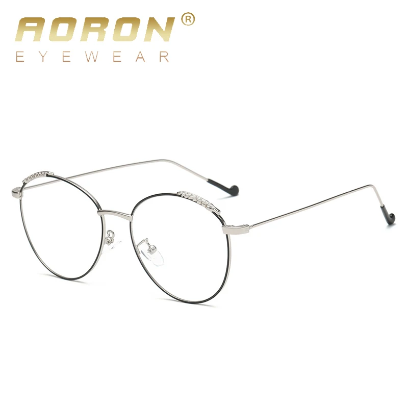 

AORON Women Anti Blue Ray Computer Glasses Small Round Glasses Frame Rose Retro Metal Eyeglasses Clear Goggles Brand Lunette