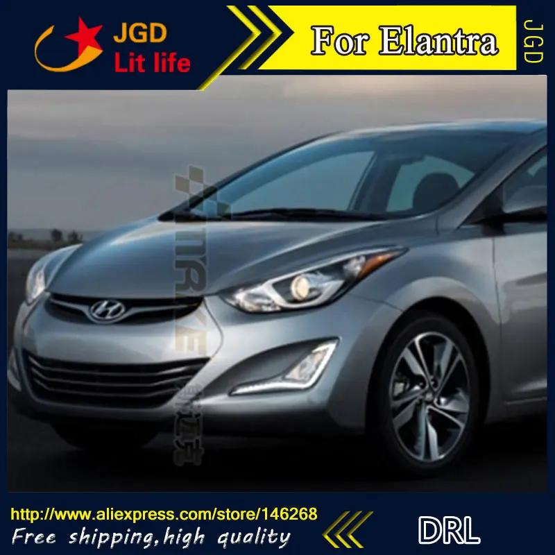 Free shipping 12V 6000k LED DRL Daytime running light for Hyundai Elantra 2014 fog lamp frame Fog