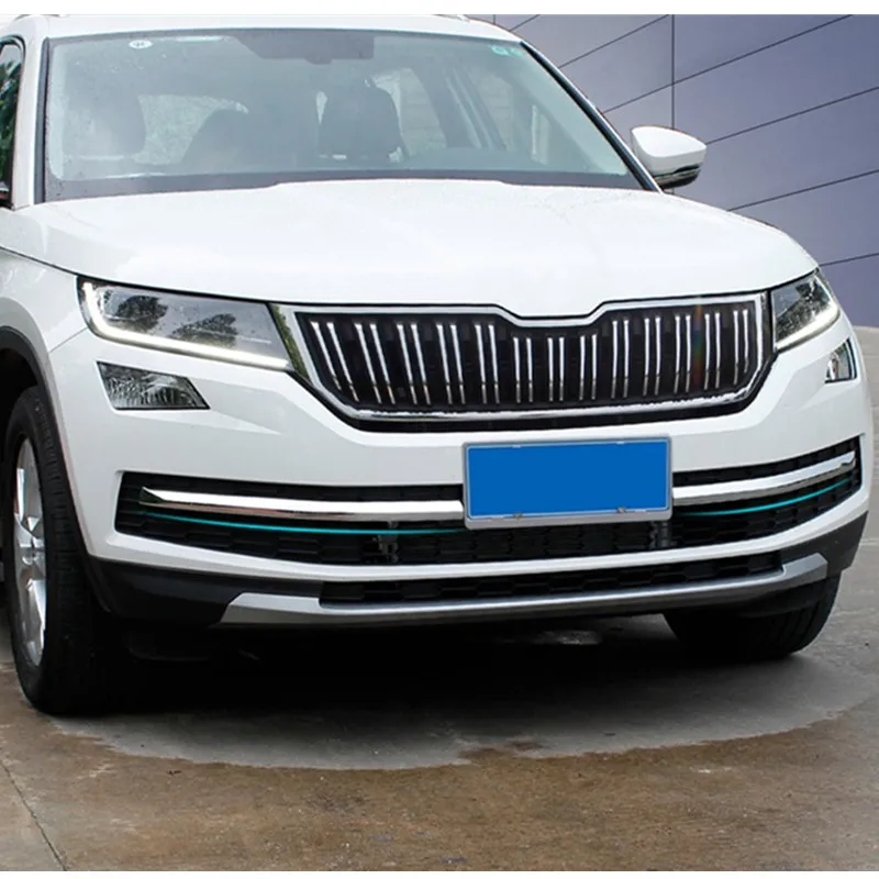 

Car Front Mesh Grilles ABS Chrome Trim Grill Styling Sticker Fit For SKODA KODIAQ 2017 Car Styling Accessories