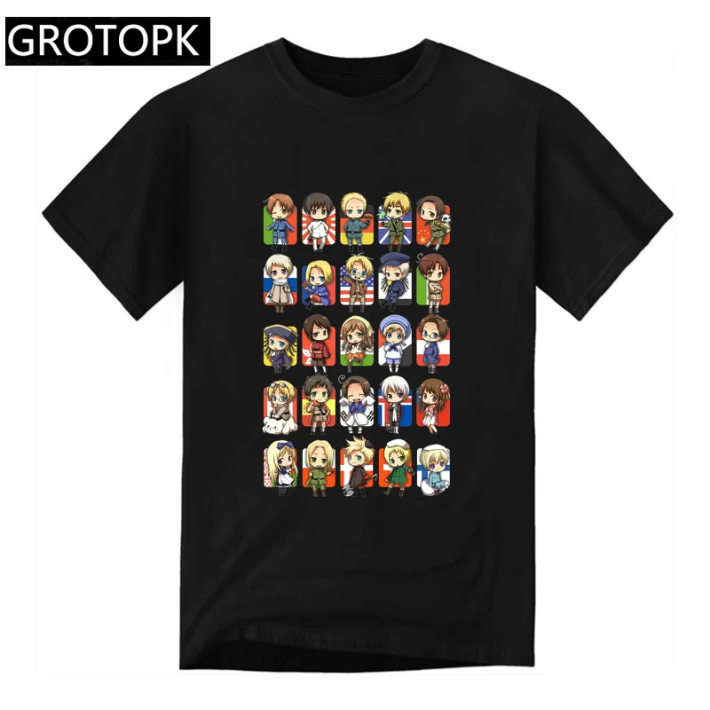 Мужская футболка Hetalia Group большого размера 2019 черная в стиле хип-хоп с коротким