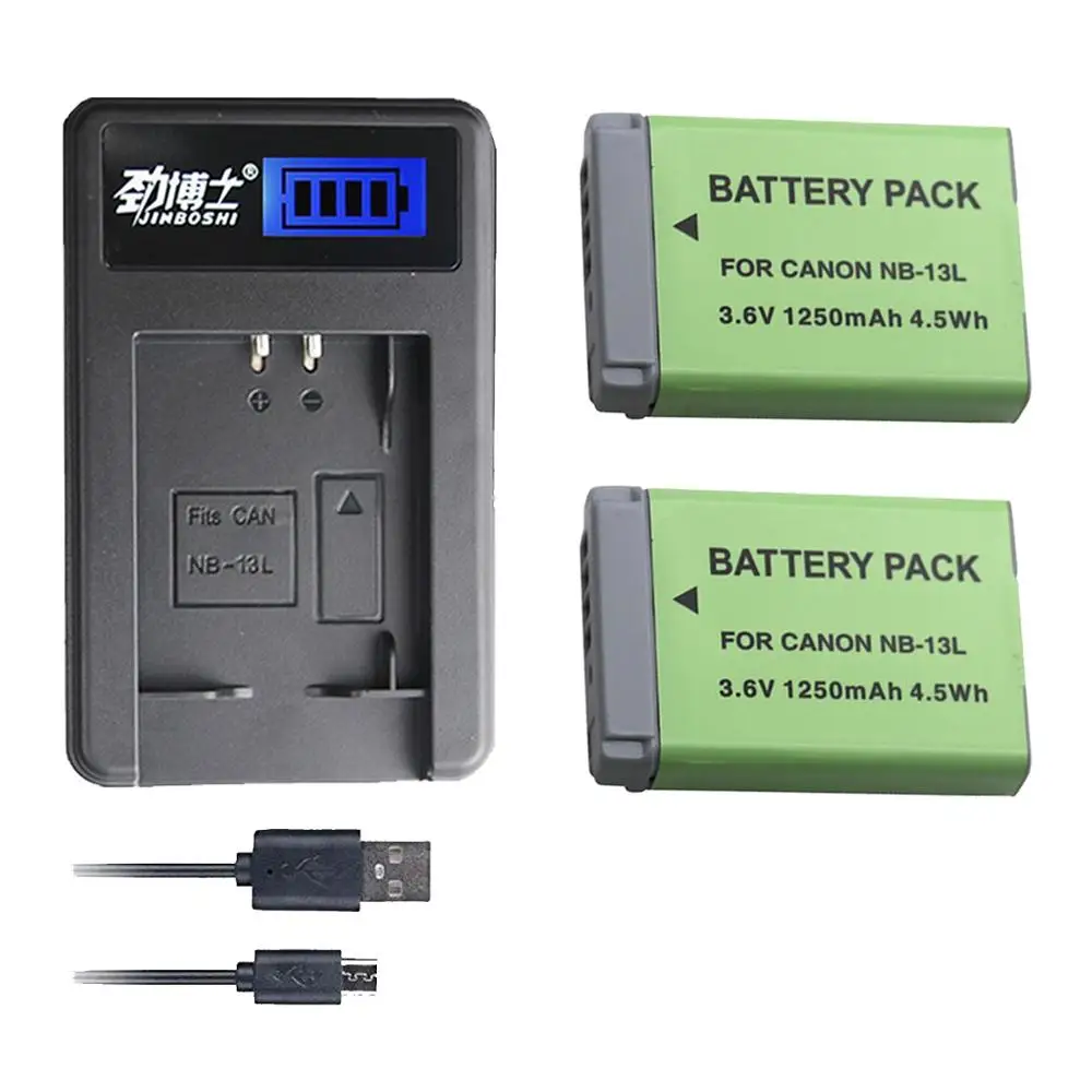 2 шт. аккумуляторы на 13 л 1250 мАч с одним USB-портом для Canon PowerShot G1 X Mark III G5 G5X G7 II SX720 H |