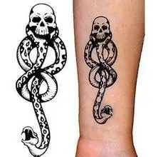 

Waterproof Temporary Tattoo Harry Potter DEATH EATERS snake with skull head myth totem tatto flash tatoo fake for girl women