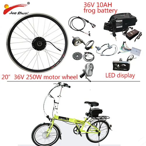 36 в 250 Вт 350 Вт 500 Вт комплект для переоборудования электрического велосипеда с батареей для 2" электрический велосипед Ступица колеса мотор Ebike E велосипед конверсионный комплект - Цвет: 36V 10AH 250W LED F