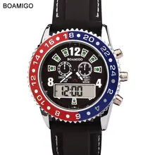 Relojes para hombre de lujo marca BOAMIGO militar ejército deportes relojes doble horario cuarzo Digital reloj pulsera de goma relojes F503