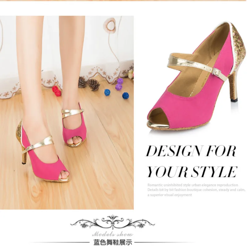 High heeled dancing shoes are suitable for Latin dance, Samba dance and so on. Soft bottom adult fish mouth shoe woman sandals