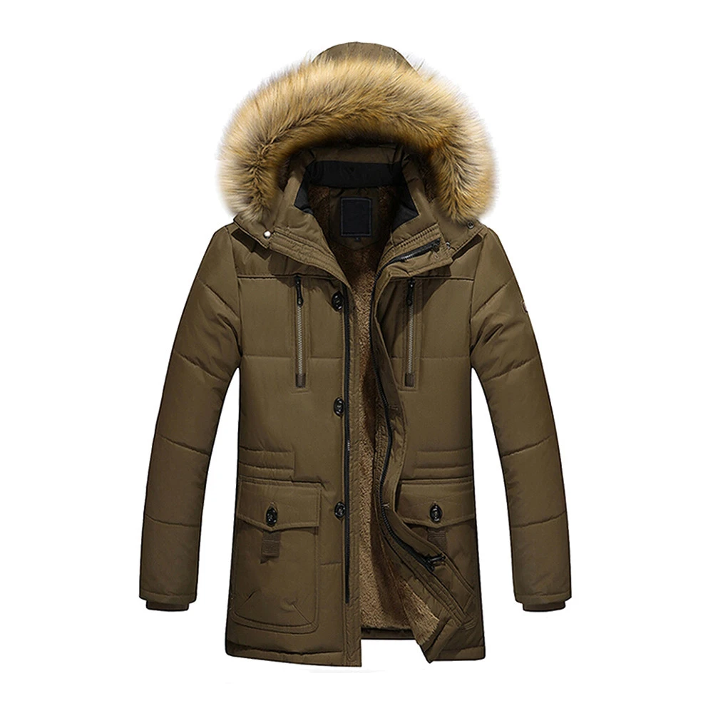JAYCOSIN теплая пуховая хлопковая куртка с меховым воротником, мужское плотное зимнее пальто с капюшоном, верхняя одежда, парка из смеси хлопка, повседневная куртка с капюшоном - Цвет: CO