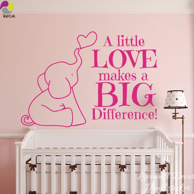 Cartoon Elephant Heart Wall Sticker Baby Nursery A Little