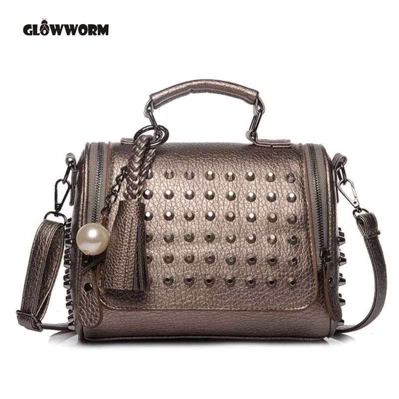 

Fashion Women Messenger Bags Design PU Leather Handbag and Purse Litchi Rivet Ladies Shoulder Bag Trapeze Women Cross Body Bags