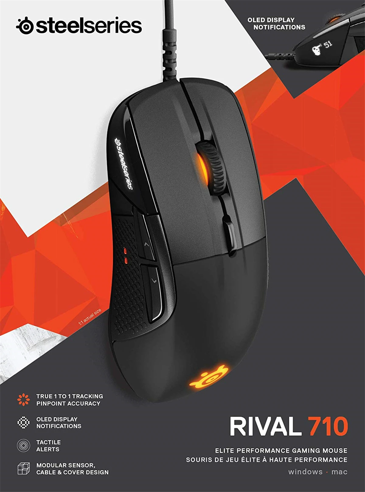 SteelSeries Rival 710 Gaming-Maus 16,000 CPI TrueMove3 Оптический сенсор oled-дисплей haptisches отзывы RGB-Beleuchtung