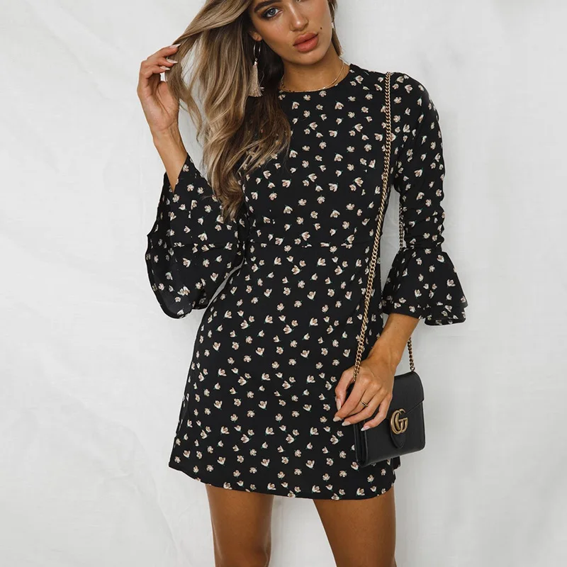 

Contrast Polka Dot Mini Dress Womens Black Red Blue Casual Summer Womens Dresses Stretchy Slimming Party Dress Vintage Autumn