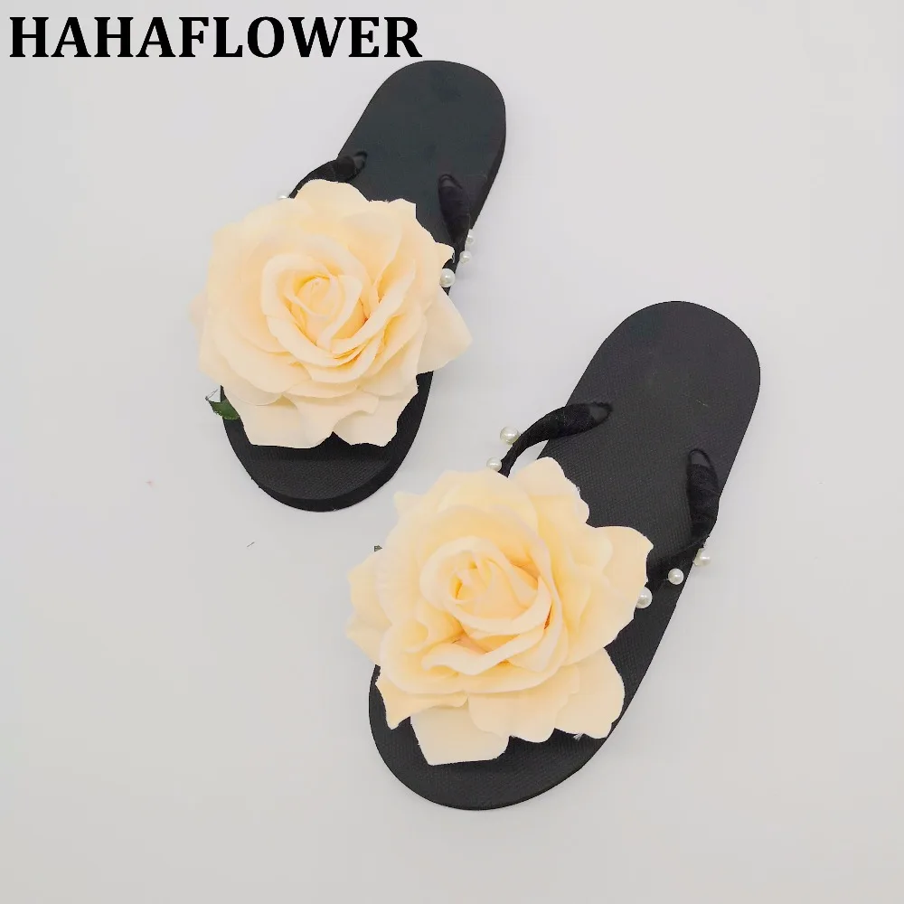 Женские сандалии на плоской подошве HAHAFLOWER Вьетнамки ручной работы с цветами и