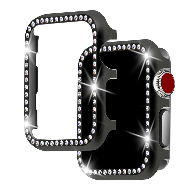 

watch case For Apple watch band 44mm/42mm/40mm/38mm iwatch 4/3/2/1 diamond protective cover Aluminum alloy Crystal shell