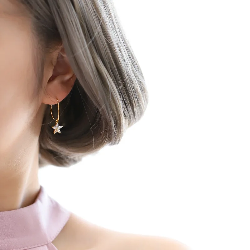 crystal flower earring 100% 925 Sterling silver Jewelry fashion Hypoallergenic dangle earrings for women girl gift