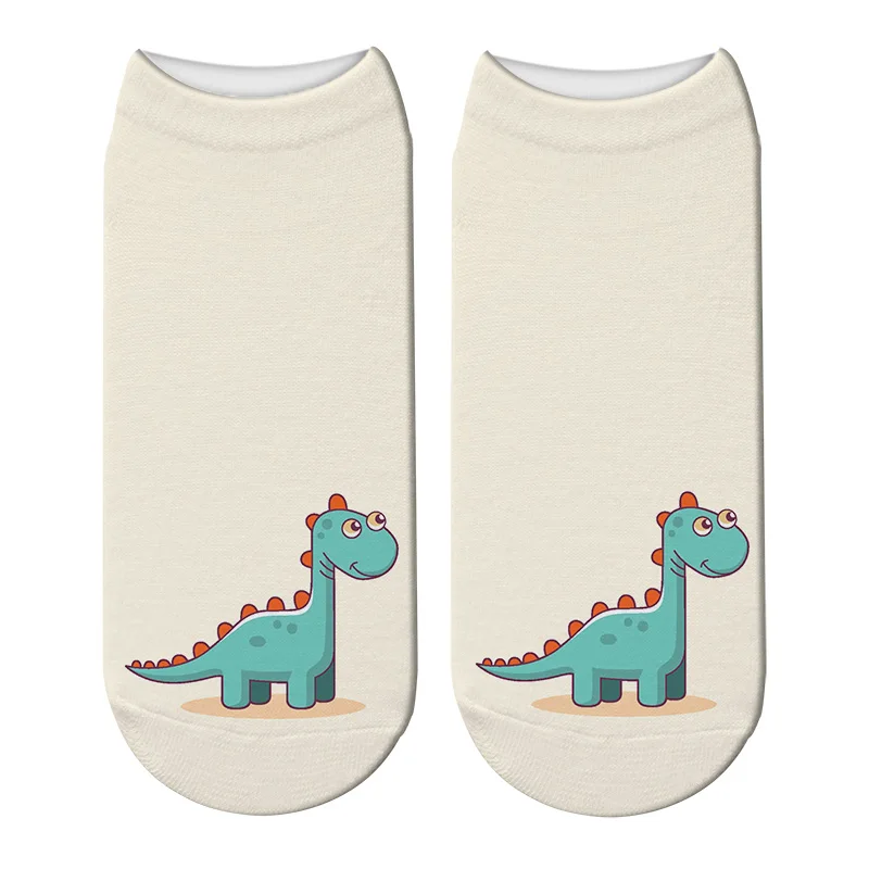 Харадзюку 3D принт динозавр мультфильм носки для женщин милый Юрский тираннозавр рекс милые короткие носки забавная Новинка унисекс носки - Цвет: 3