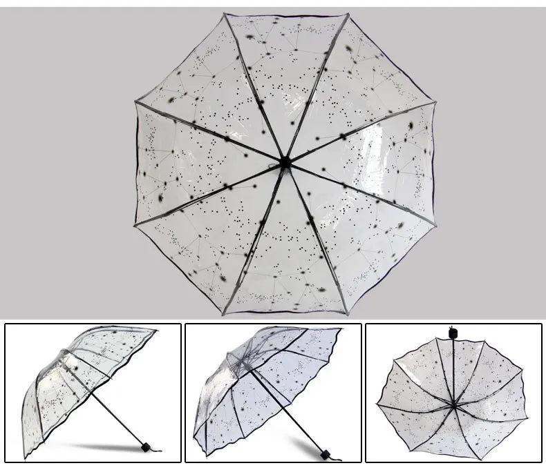 Печать серии прозрачный зонтик дождь для женщин бабочка женский Прозрачный Paraguas три складной зонтик