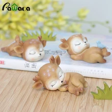 Статуя спящего оленя, мини 3D фигурка оленя, изделия из смолы, художественный Декор для дома, сада, автомобиля, украшение стола, украшение, детский подарок