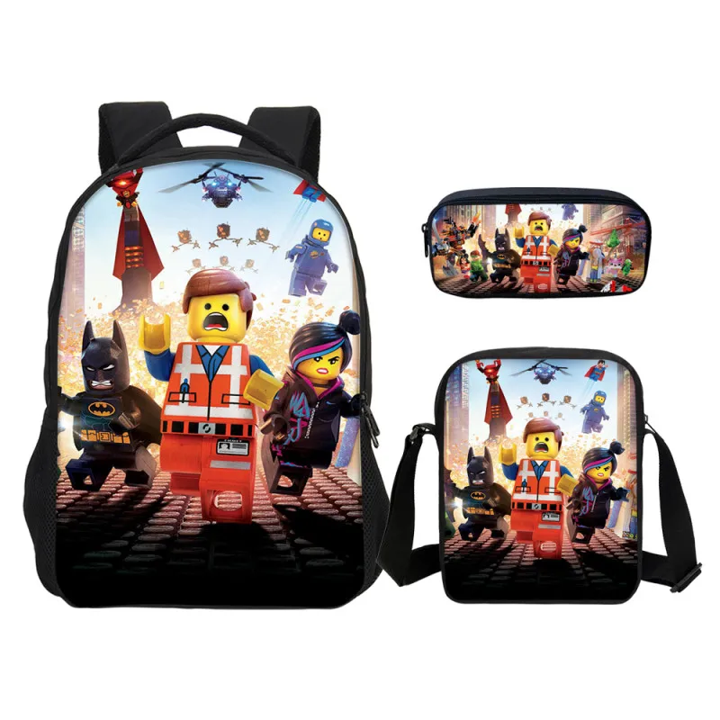

Lego 3 Set Kids Cartoon School Backpack For Boys Backpacks Lego Ninjago Pattern School Pen Shoulder Bag Kids Daily Backpacks