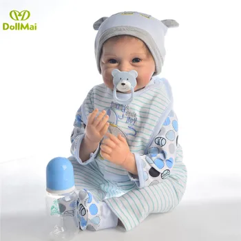 

22" soft Silicone reborn baby boy doll bebe alive reborn bonecas for children gift realisitc newborn baby dolls toys NPK DOLL