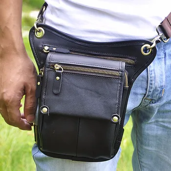 

Crazy Horse/Oil Wax Genuine Leather Waist Leg Bag Men Hip Cell Phone Money Messenger Shoulder Hip Bag Retro Male Fanny Belt Pack