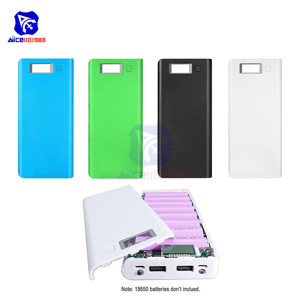 

DIY Kit Dual USB 5V2.1A/5V1A 18650 Battery Power Bank Charger Case 8PCS 18650 Battery Holder LCD Indicator Dual Micro USB Input