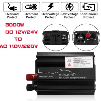 

3000W Peaks Inverter 12V 220V USB Auto Modified Sine Wave Voltage Transformer Solar Power Inverter Converter Car Charge