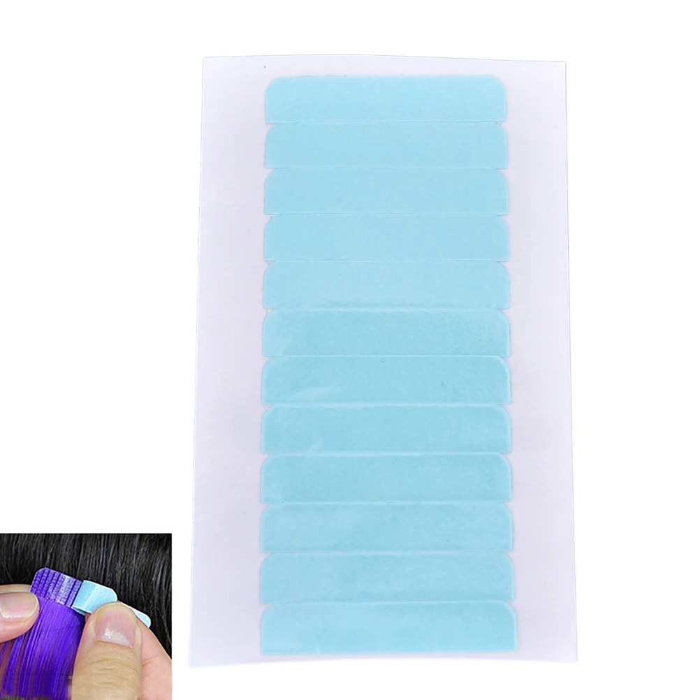 12pcs/sheet Hair Tape Adhesive Glue Double Side Tape Waterproof For Lace Wig Feature Human Hair Extension Tool 4cm*0.8cm
