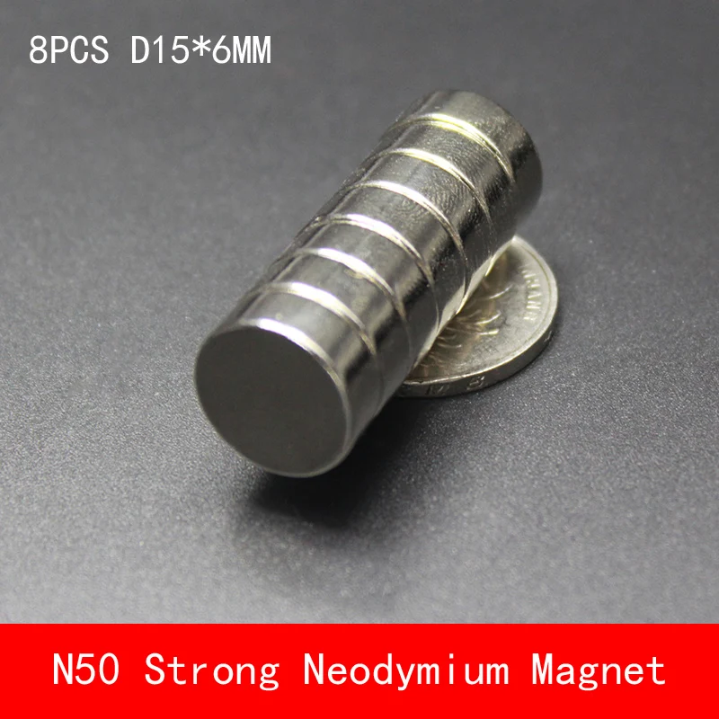 

wholesale 8PCS D15*6mm round N50 Strong magnetic force rare earth Neodymium magnet diameter 15X6MM