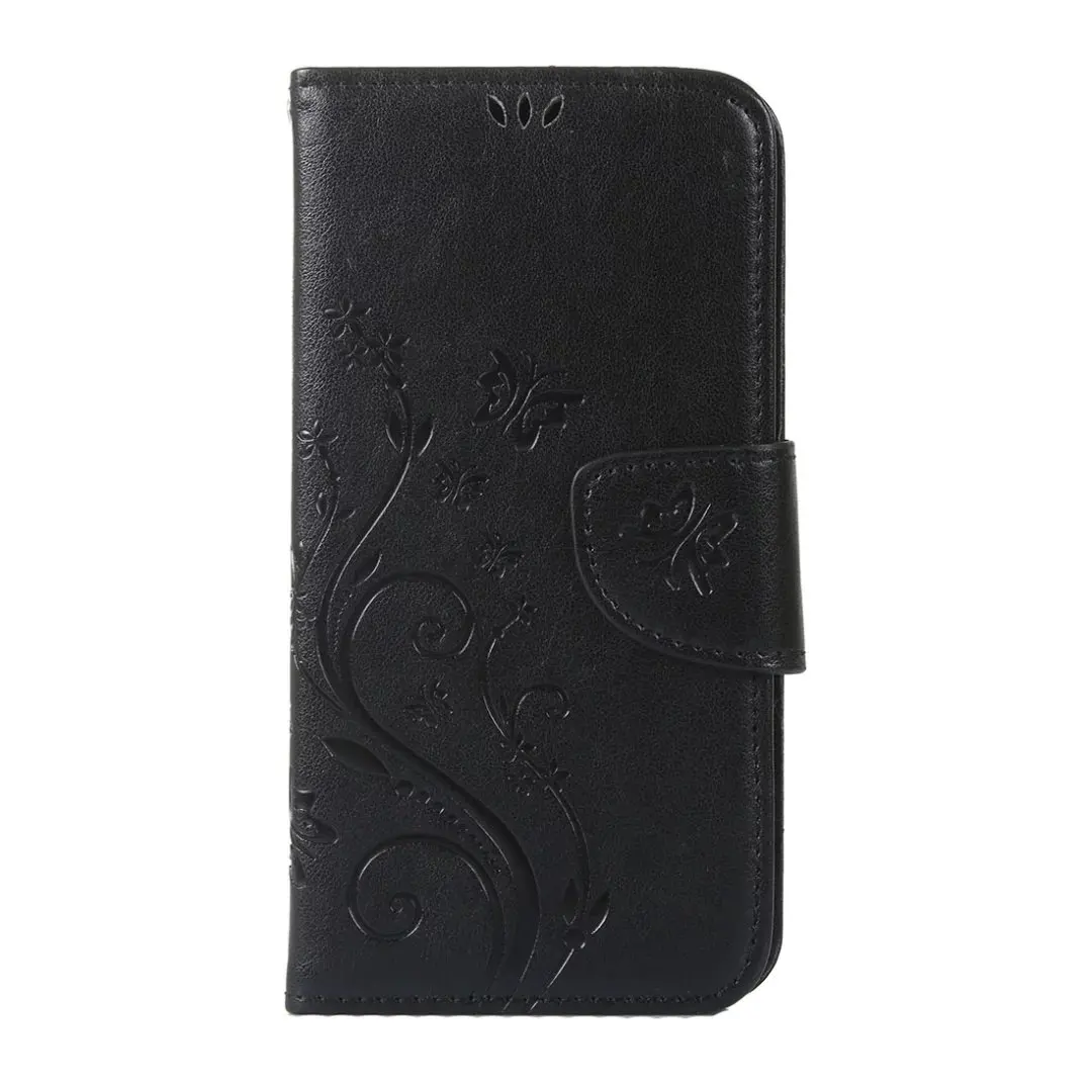 Кожаный чехол-книжка с бабочкой и цветами, чехол для телефона lenovo A536 A319 S90 S850 P70, мягкий чехол - Цвет: black