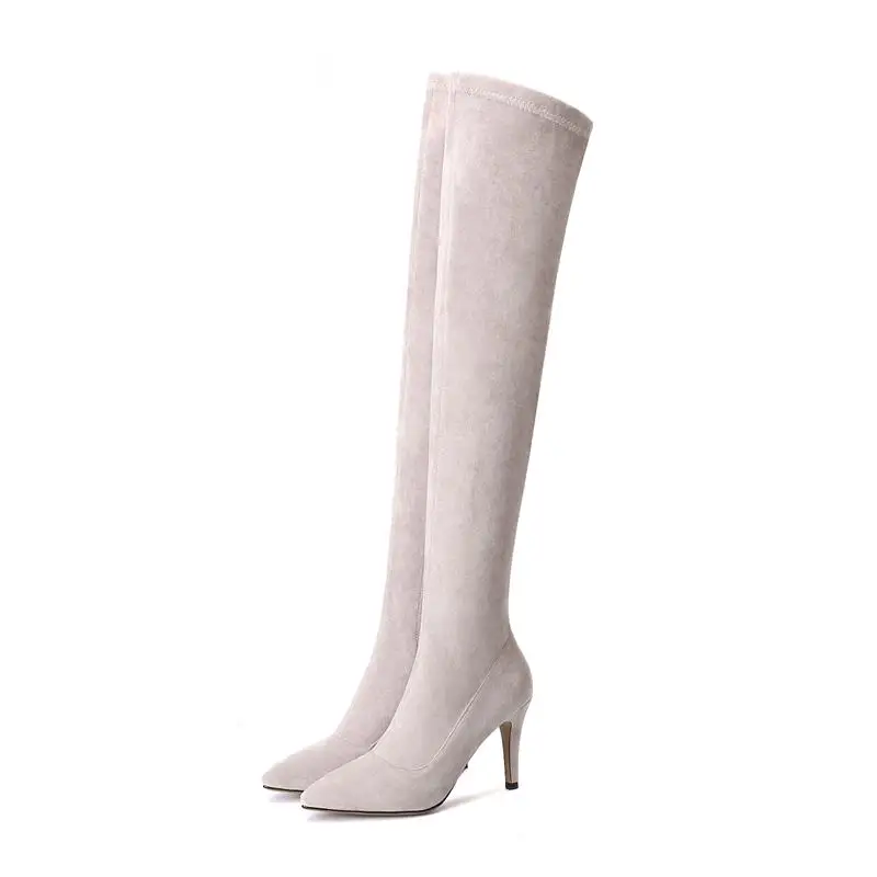 D'hiver Sur Chaussures Haut Vente Mince Chaude Qualité Genou Femmes Bottes grey Mode 2018 Talons Sexy Le Automne Smeeroon Cuissardes Noir RzwfxS8qWT