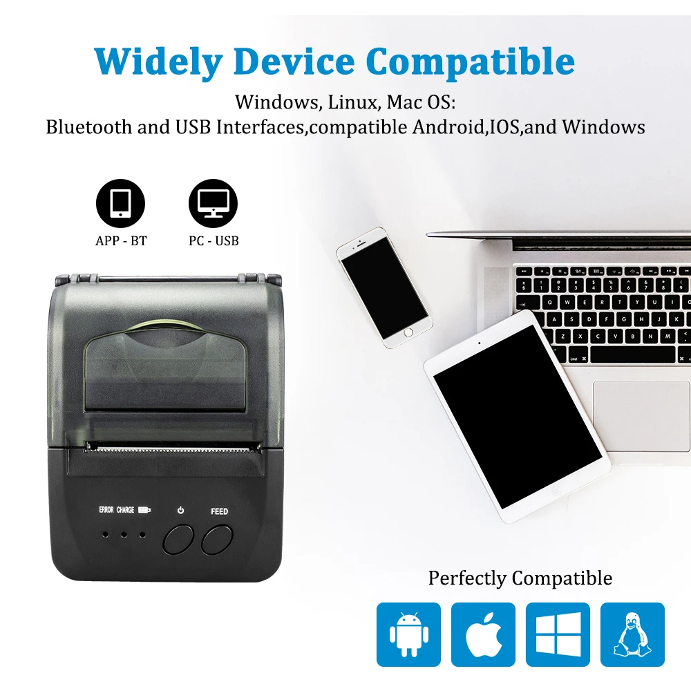 NETUM 80 мм Bluetooth термопринтер портативный 58 мм принтер для чеков для Android IOS Iphone ipad ESC/POS терминал NT-1809DD