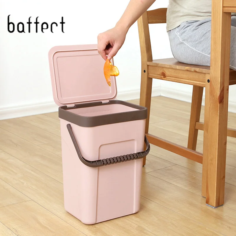 

Kitchen Trash Bin Dustbin Seamless Wall Hanging Kitchen Garbage Bag Holder Plastic Flap Cover Trash Can Bathroom Accessories