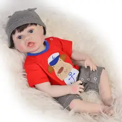 23 дюймов 57 см полный корпус силиконовые куклы Reborn Baby boy Reborn может Ванна Bebes Reborn menino Детские куклы для детей Juguetes