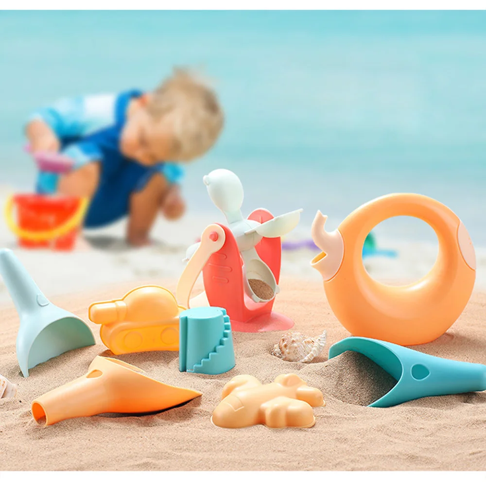 Soft Silicone Beach Sand Toys for Kids SandBox Set Seasand Bucket Rake Hourglass Water Table Play Fun Shovel Mold with Bag