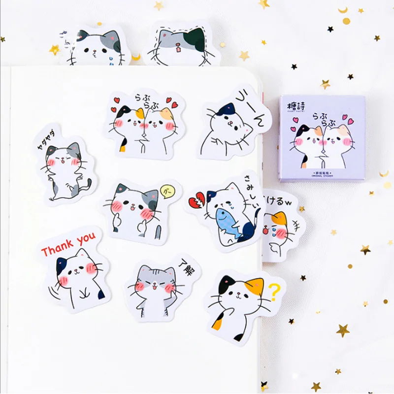 

45 Pcs/box Cute Cat posture Mini Paper Sticker Decoration diy Diary Scrapbooking Label Sticker Stationery kawaii School Supply