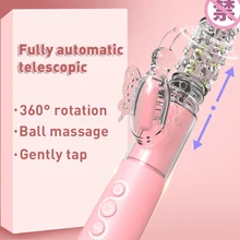 Omysky 12 Speeds Telescopic Dildo Vibrator 360 Butterfly Clitoris Stimulator Rabbit Vibrator Massager Adults Sexy Toys for women