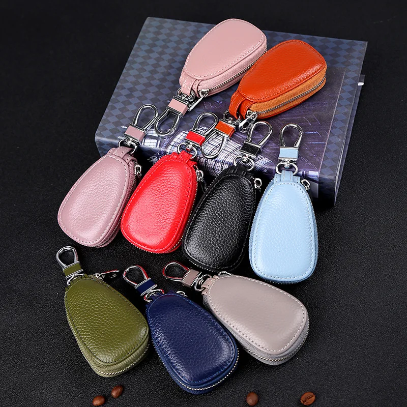 

Genuine Leather Unisex Solid Key Holder WalletKey Wallet Key Organizer Bag Car Housekeeper Wallet Key Holder 30