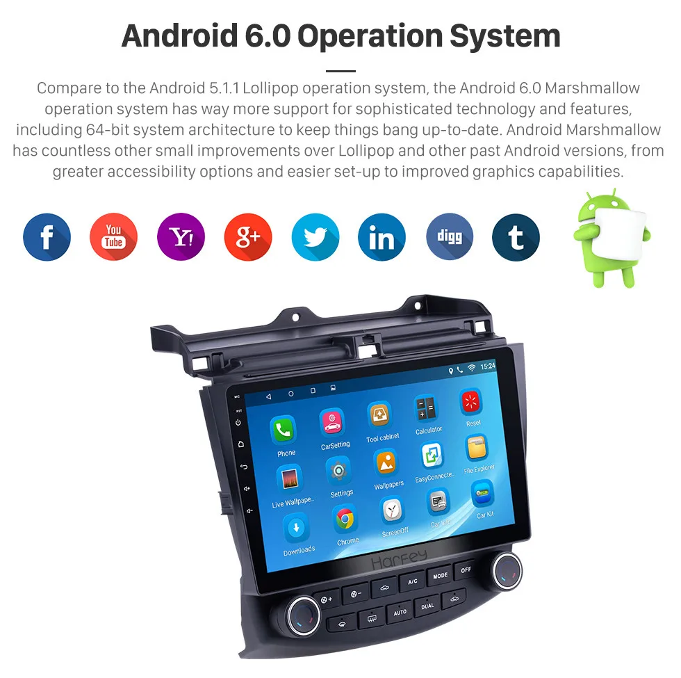 Top Harfey For Honda Accord 7 2003 2004 2005 2006 2007 Car Radio GPS Navigation Android 8.1 Car Audio Player Touch Screen Quad Core 5