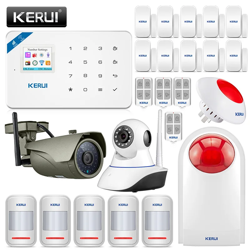 KERUI W18 GSM 2,4G wifi Беспроводная охранная охранохранная сигнализация для дома, сада, виллы, комплект сигнализации, Wi-Fi, для улицы, для помещений, ip-камера