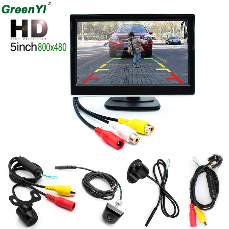 

Universal 5 inch Car HD Rearview Mirror Monitor CCD Video Auto Parking Assistance With 4 LED Night Vision Reversing Front Camera